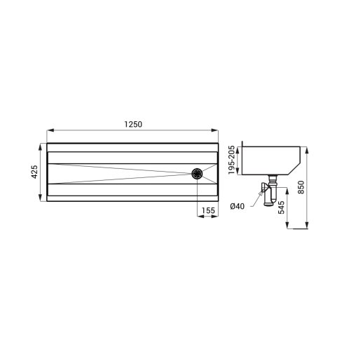 Sanela - Nerezový žlab opláštěný, délka 1250 mm, ocel AISI 304 SLUN 10P