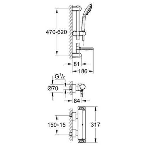 Grohe Grohtherm 2000 - Termostatická sprchová baterie, sprchová souprava 60 cm, chrom 34195001