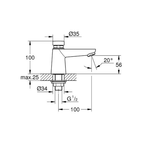 Grohe Eurosmart Cosmopolitan T - Samouzavírací stojánkový ventil, chrom 36265000