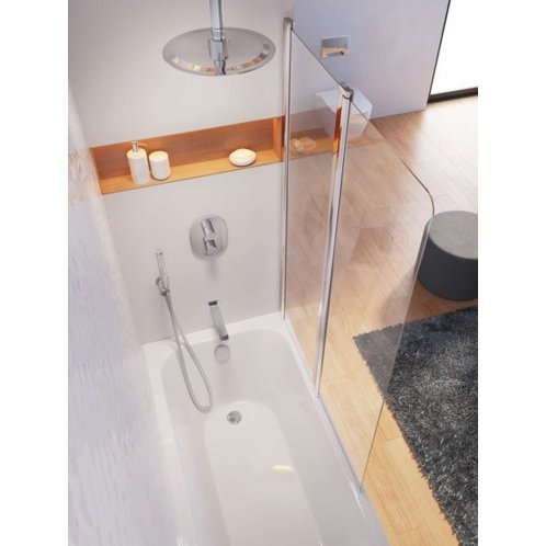 Ravak Chrome - Vanová zástěna dvoudílná CVS2-100 R, 99x150 cm, pravá, lesklý chrom/čiré sklo 7QRA0C00Z1