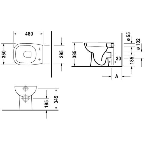 Duravit D-Code - Stojící WC, bílá 21080900002