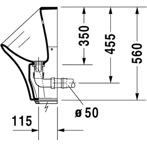 Duravit DuraStyle - Pisoár, elektronické ovládání, zadní přívod vody, Rimless, bílá 2806310000