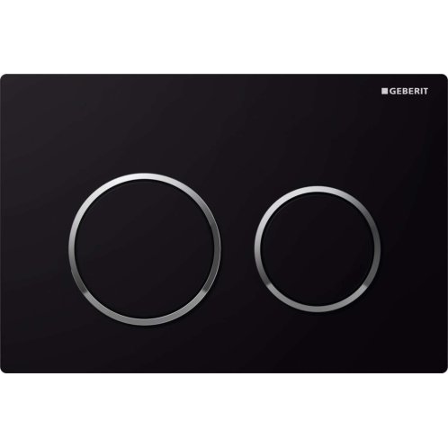 Geberit Omega20 - Ovládací tlačítko splachování, černá/lesklý chrom 115.085.KM.1