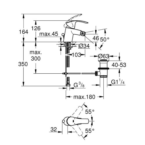 Grohe Eurosmart - Páková bidetová baterie S, chrom 32929002
