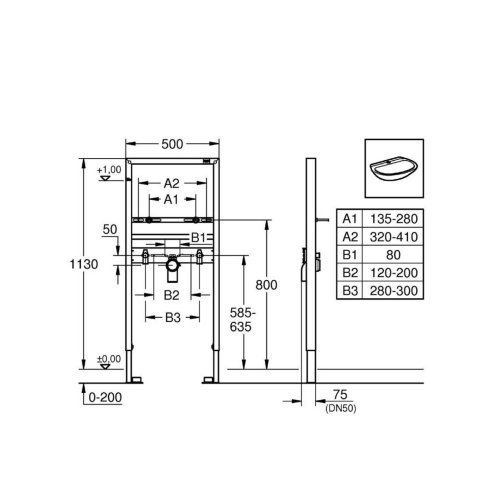Grohe Rapid SL - Předstěnová instalace pro umyvadlo, stavební výška 113 cm 38554001