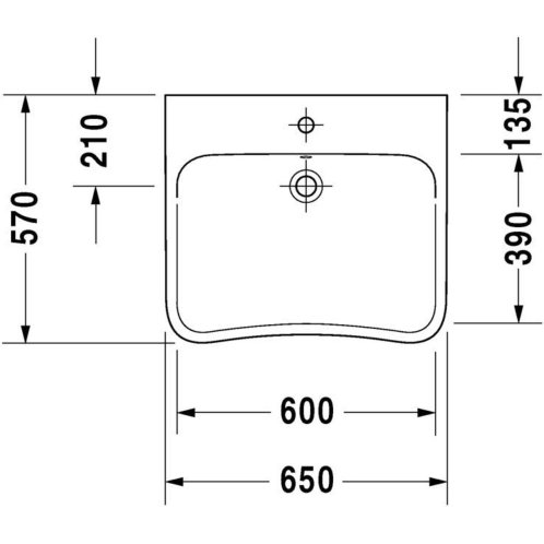 Duravit DuraStyle - Umyvadlo 65x57 cm, s 1 otvorem pro baterii, bílá 2329650000