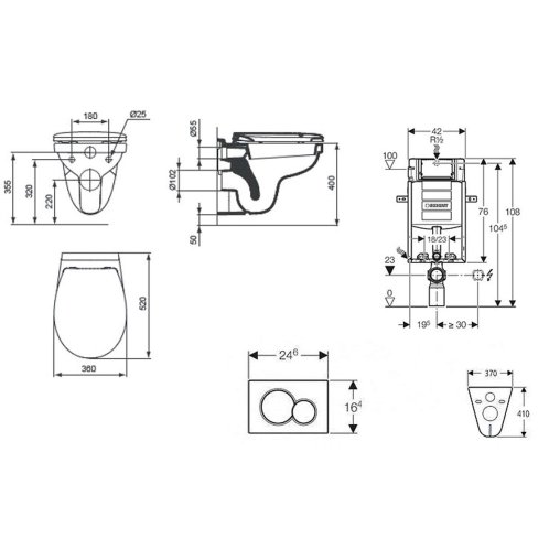 Geberit Kombifix - Set předstěnové instalace, klozet Alpha se sedátkem, tlačítko Sigma20, chrom mat/chrom 110.302.00.5 ND7