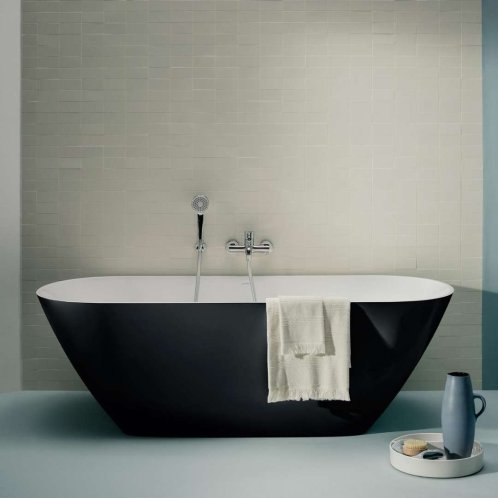 Laufen Lua - Vana 170x75 cm, matná černá/bílá H2200820680001