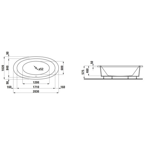Laufen Il Bagno Alessi One - Vestavná vana 203x102 cm, s masážním systémem, LED osvětlením a senzorem, bílá H2439700006751