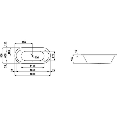 Laufen Solutions - Vana, 180x80 cm, bílá H2245100000001