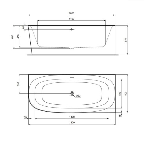 Ideal Standard Dea - Vana 180x80 cm, pravá, bílá T549101