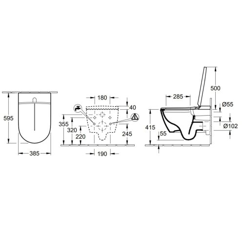 Villeroy & Boch ViClean - Elektronický bidet s keramikou, Rimless, CeramicPlus, SoftClosing, Pure Black V0E200R7