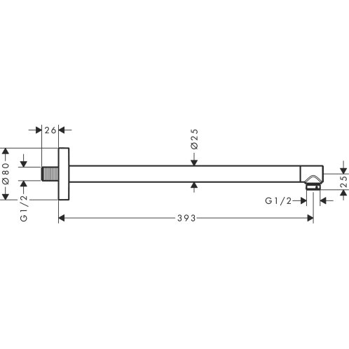Hansgrohe - Sprchové rameno, 39 cm, matná černá 24357670