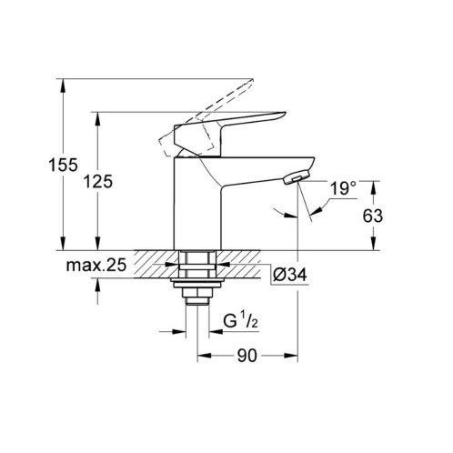 Grohe BauEdge - Umyvadlový ventil, pro studenou vodu, chrom 32861000