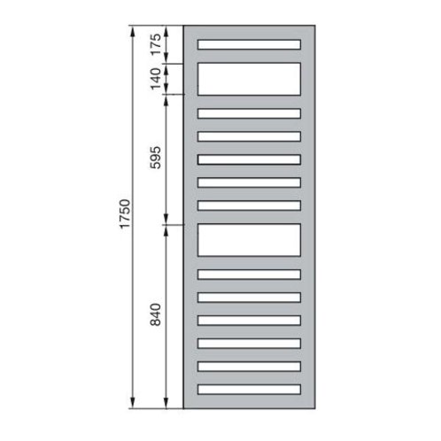 Zehnder Metropolitan Spa - Koupelnový radiátor 175x50 cm, středové připojení 5 cm, bílý lak MET-180-050