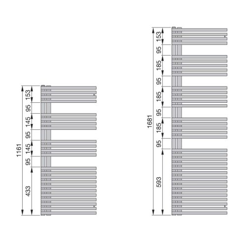 Zehnder Forma Asym - Koupelnový radiátor 168x60 cm, rovný, vnější připojení 5 cm, bílý lak LFAL-170-060