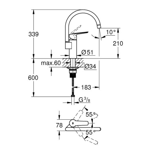 Grohe Start - Dřezová baterie, matná černá 304692430