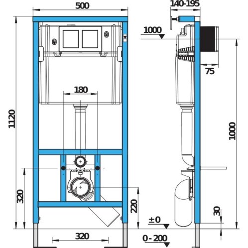 Jika Modul - WC modul pro závěsné klozety, 140x500x1120 mm H8956520000001