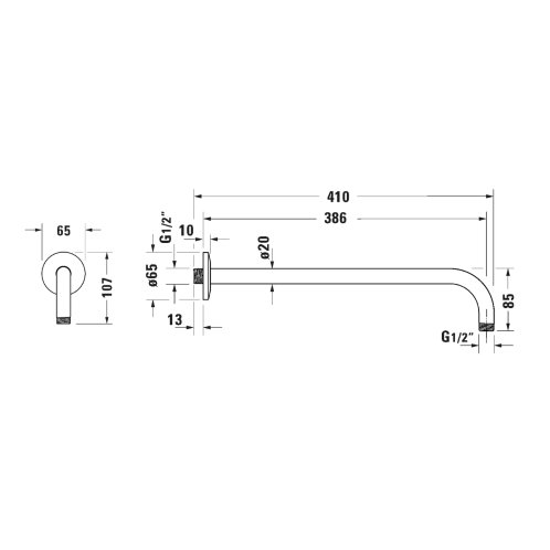Duravit - Sprchové rameno, 41 cm, kartáčovaný bronz UV0670028004