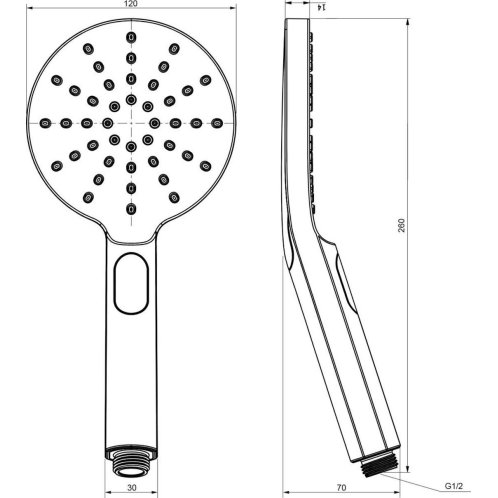 Ravak - Sprchová hlavice Flat 956.00, 12 cm, 3 proudy, chrom X07P233