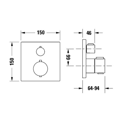 Duravit - Termostatická baterie pod omítku, pro 2 spotřebiče, chrom TH4200013010