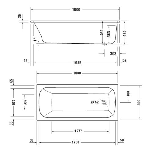 Duravit Collection One - Vana 180x80 cm, bílá 700613000000000