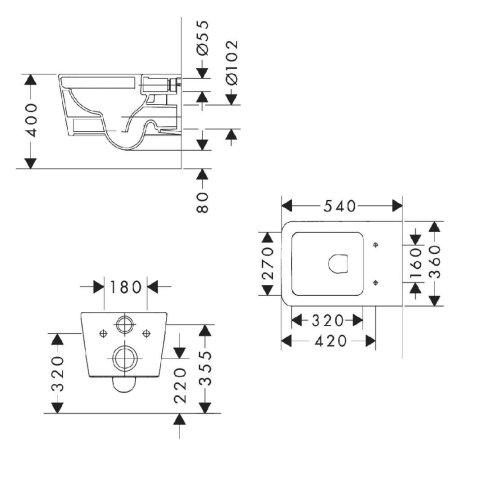 Hansgrohe EluPura Original Q - Závěsné WC, Rimless, bílá 60145450