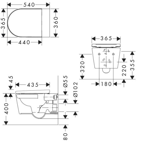 Hansgrohe EluPura Original S - Závěsné WC se sedátkem, Rimless, bílá 60207450