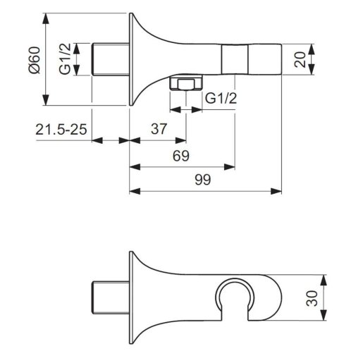 Ideal Standard La Dolce Vita - Nástěnné kolínko s držákem, chrom BD682AA