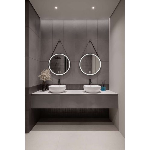 kielle Idolio - Zrcadlo s LED osvětlením a vyhříváním, průměr 59 cm, černá 50324004