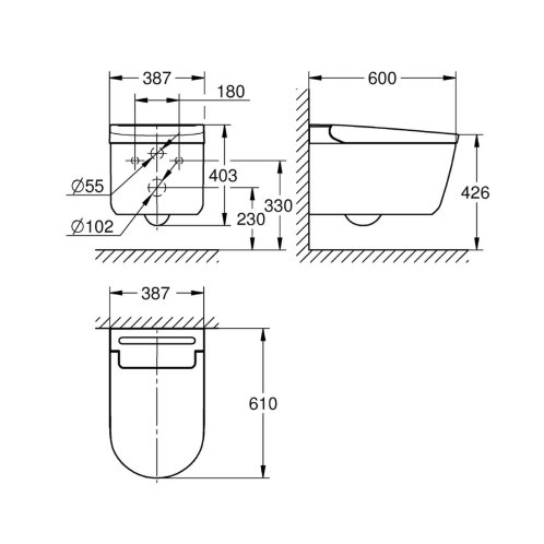 Grohe Sensia - Elektronický bidet s keramikou, Rimless, Triple Vortex, HyperClean, alpská bílá 36507SH0