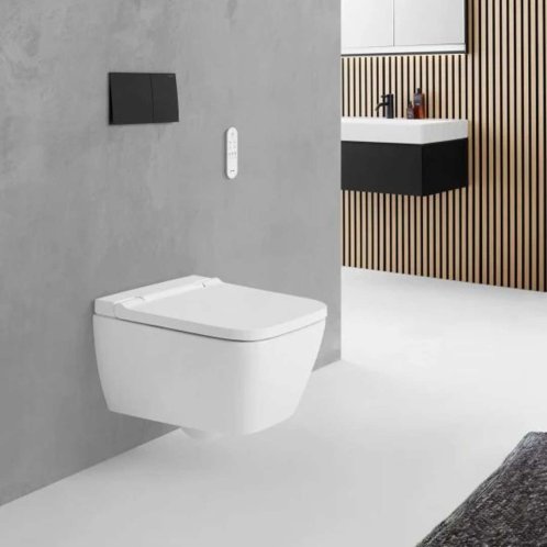 Geberit AquaClean - Elektronický bidet AquaClean Sela Square s keramikou, Rimfree, SoftClose, KeraTect, bílá 146.250.01.1