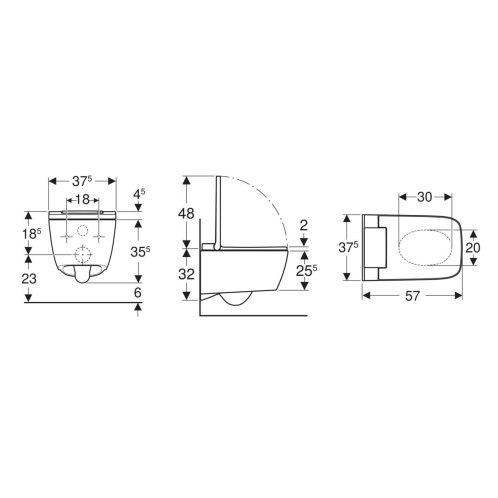 Geberit AquaClean - Elektronický bidet AquaClean Sela Square s keramikou, Rimfree, SoftClose, KeraTect, bílá 146.250.01.1