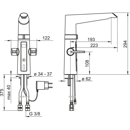 Hansa Fit - Elektronická dřezová baterie Hybrid, černá/chrom 65232213
