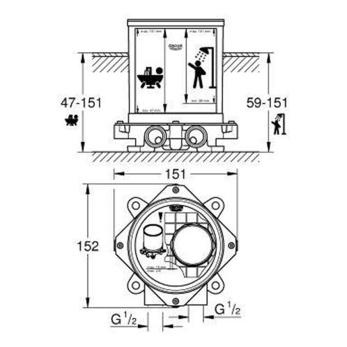 Grohe - Vestavbová souprava DN 15 29086000