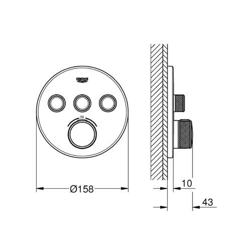 Grohe Grohtherm SmartControl - Termostatická sprchová podomítková baterie, 3 ventily, chrom 29121000