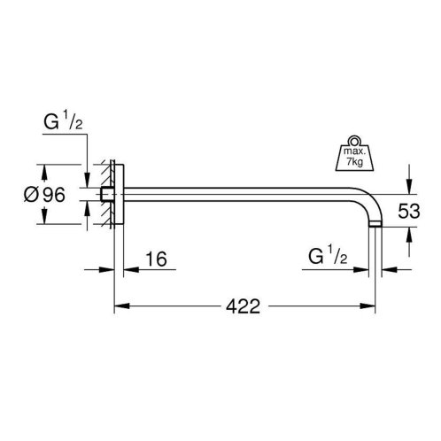 Grohe Rainshower - Sprchové rameno 42 cm, chrom 26146000