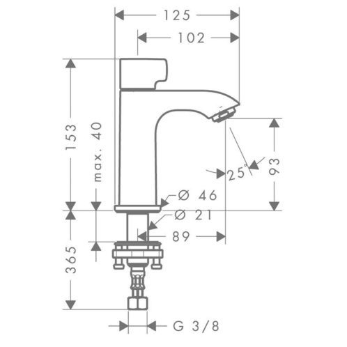Hansgrohe Metris New - Umyvadlový ventil, pro studenou vodu, EcoSmart, chrom 31166000