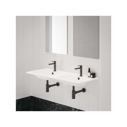 Ravak Chrome Slim - Dvojumyvadlo 120x49 cm, s přepadem, 2 otvory pro baterii, bílá XJG01112001