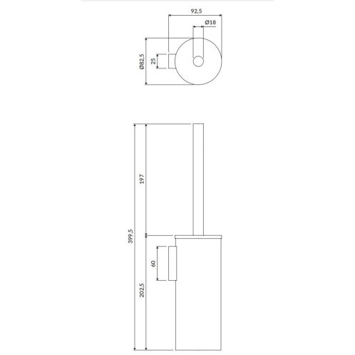 OMNIRES Modern Project - WC štětka nástěnná s držákem, kartáčovaná měď MP60621CPB