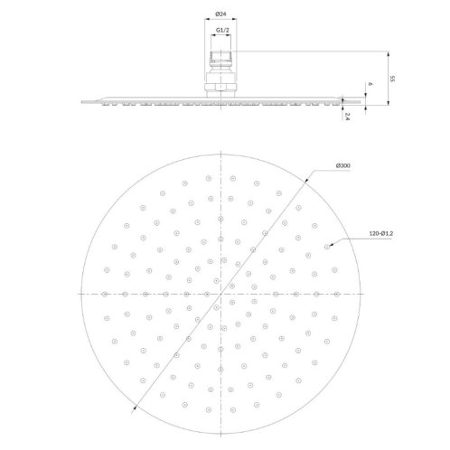 OMNIRES Ultra Slimline - Hlavová sprcha, průměr 30 cm, chrom WGU130CR