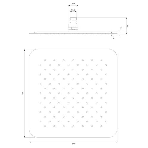 OMNIRES Ultra Slimline - Hlavová sprcha, 30x30 cm, chrom WGU230CR