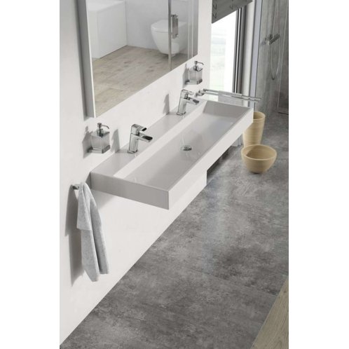 Ravak Natural - Dvojumyvadlo Duo, 120x45 cm, bez přepadu, otvory pro baterie, bílá XJO01212000