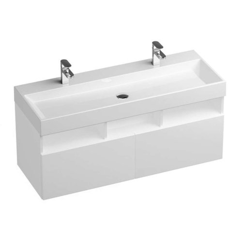 Ravak Natural - Dvojumyvadlo Duo, 120x45 cm, bez přepadu, otvory pro baterie, bílá XJO01212000