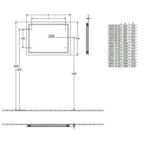 Villeroy & Boch Finion - Zrcadlo s LED osvětlením, 120x75x5 cm G6001200