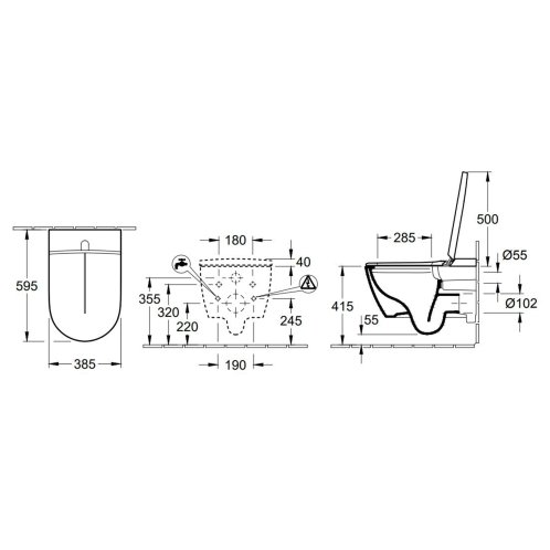 Villeroy & Boch ViClean - Elektronický bidet s keramikou, Rimless, CeramicPlus, SoftClosing, alpská bílá V0E100R1