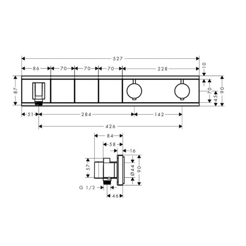 Hansgrohe RainSelect - Termostatická sprchová baterie pod omítku, pro 3 výstupy, černá/chrom 15356600