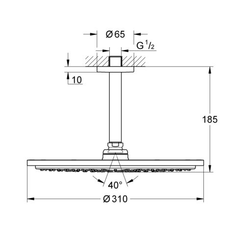 Grohe Rainshower Cosmopolitan - Hlavová sprcha 310, sprchové rameno 14 cm, 1 proud, kartáčovaný Cool Sunrise 26067GN0