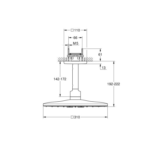 Grohe Rainshower SmartActive Cube - Hlavová sprcha 310, sprchové rameno 14 cm, 2 proudy, chrom 26481000