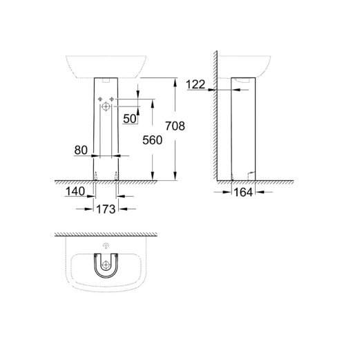 Grohe Bau Ceramic - Sloup pro umyvadlo, alpská bílá 39425000